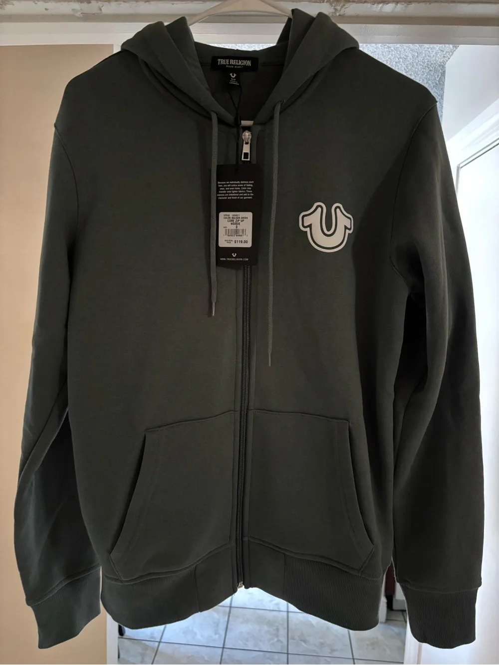 True Religion Olive Green Zip Hoodie Jacket
